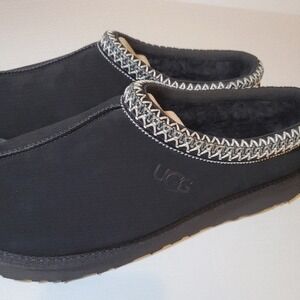 UGG Tasman Slipper Black Men's Slip On Suede Sheepskin Lined SZ US 12 NEW